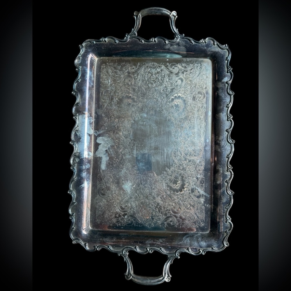Webster Wilcox Joanne Silver Plated Rectangular Footed Serving Salver Tray 25”L